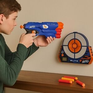 NERF Dual-Strike ELITE Gun + Target